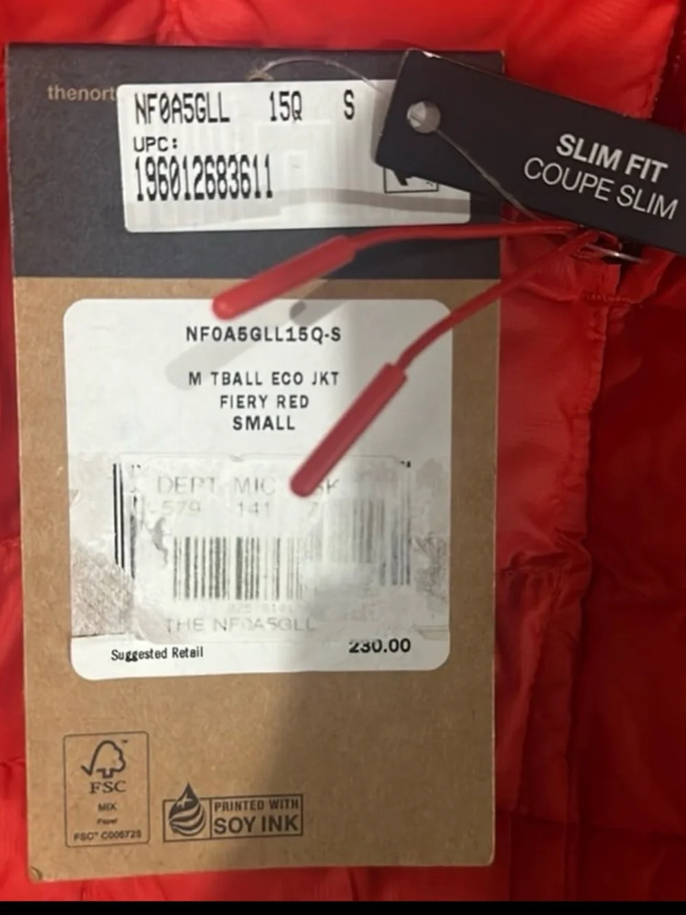NWT The North Face Men’s Thermoball Eco Jacket – Fiery Red